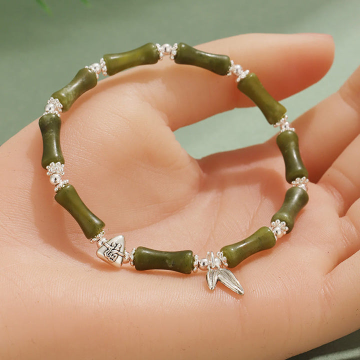 Buddha Stones Peridoto Jade Blanco Fresa Cuarzo Aventurina Verde Bambú Fu Carácter Suerte Pulsera