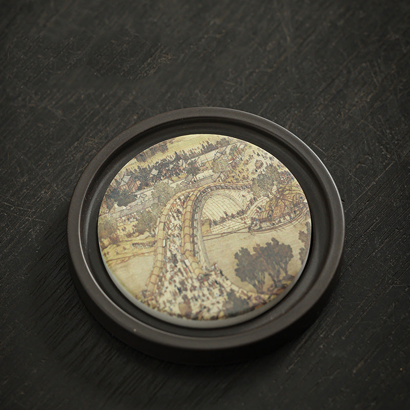 Buddha Stones, flor de ciruelo, corazón de melocotón, Sutra, níspero, Magnolia, caqui, tapete para Taza de cerámica, posavasos, tapete para té Kung Fu