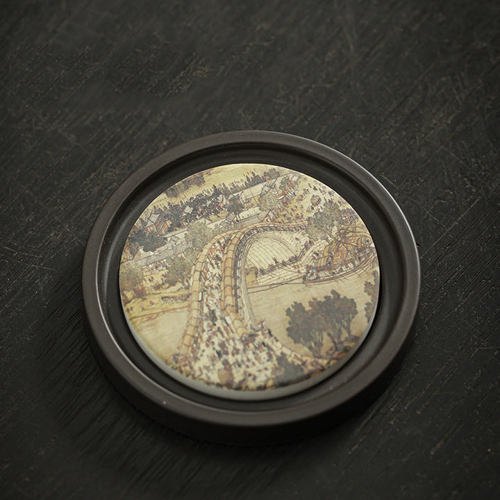 Buddha Stones, flor de ciruelo, corazón de melocotón, Sutra, níspero, Magnolia, caqui, tapete para Taza de cerámica, posavasos, tapete para té Kung Fu