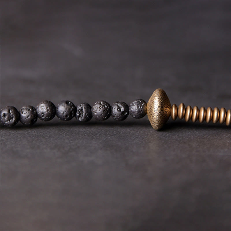 Pulsera curativa multicapa de latón y cobre con Buddha Stones y roca de lava vintage - image 5