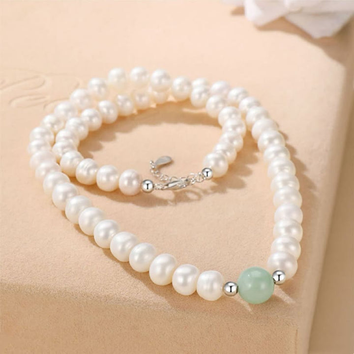 Collar curativo de jade y perlas naturales de plata de ley 925 con Buddha Stones , pendientes con caja de regalo