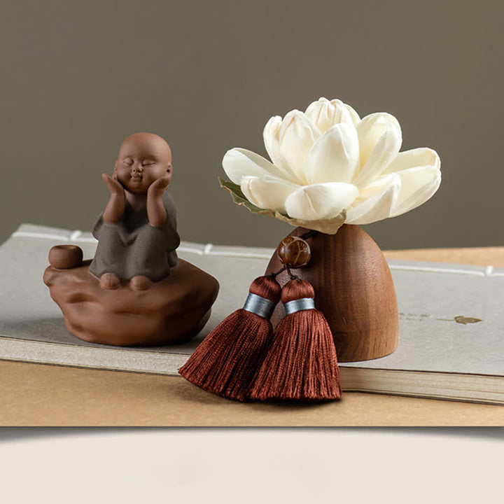 Decoraciones de cura calmante de flor de Buda de madera de melocotón negro