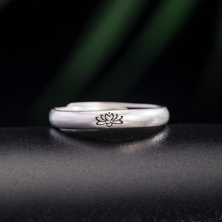 Anillo de iluminación de flor de loto de plata de ley 925