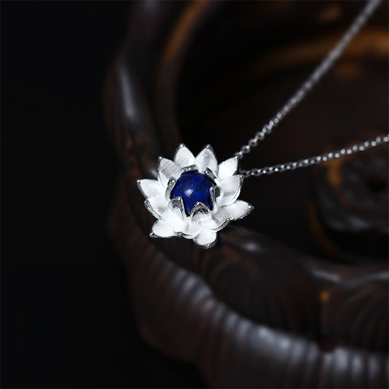 Colgante de plata de ley 925 con Buddha Stones , lazurita, flor de loto, cuidado personal - image 2