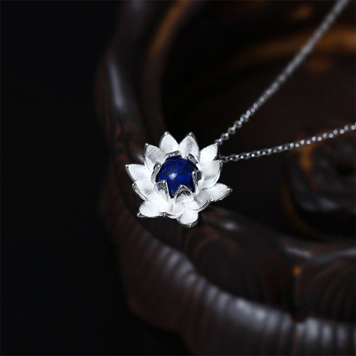 Colgante de plata de ley 925 con Buddha Stones , lazurita, flor de loto, cuidado personal - image 2