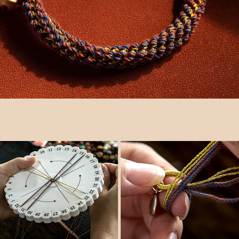 Pulsera de cuerda trenzada con campana de la suerte, Om Mani Padme Hum, Buda natal del zodíaco chino, Plata de Ley 925 con Buddha Stones