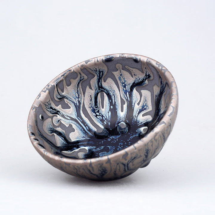 Taza de té de cerámica china Jianzhan, diseño de árbol de té hecho a mano con Buddha Stones, taza de té de Kung Fu