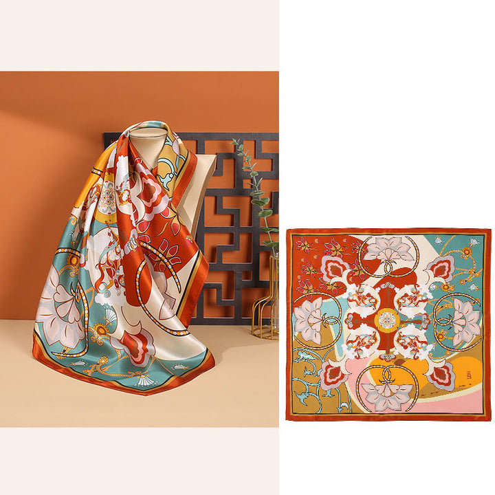 Buddha Stones escena pastoral globo aerostático flor de primavera 100% seda de morera cuello bufanda para el pelo - image 21