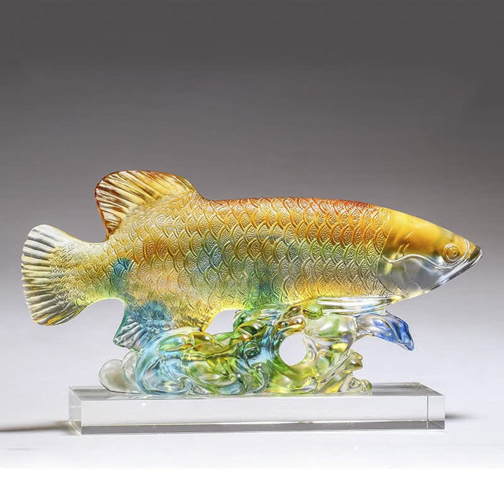 Pieza de arte hecha a mano de Liuli Crystal Koi Fish, decoración para el hogar y la Oficina