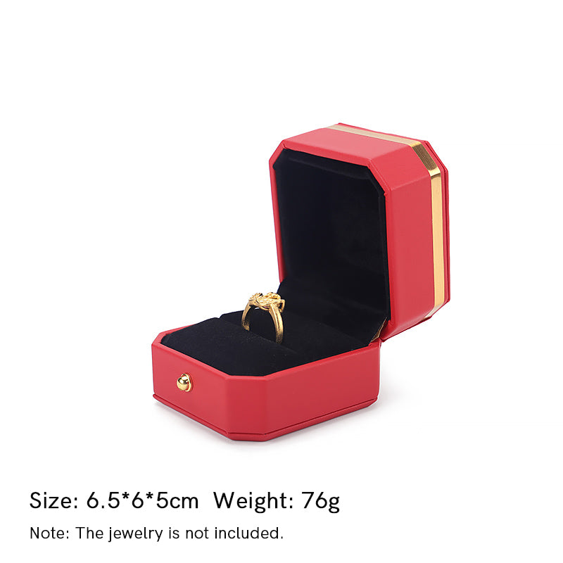 Caja de almacenamiento de joyas Caja de regalo de cuero PU - Rojo - Caja para anillos (6,5 x 6 x 5 cm) - image 18