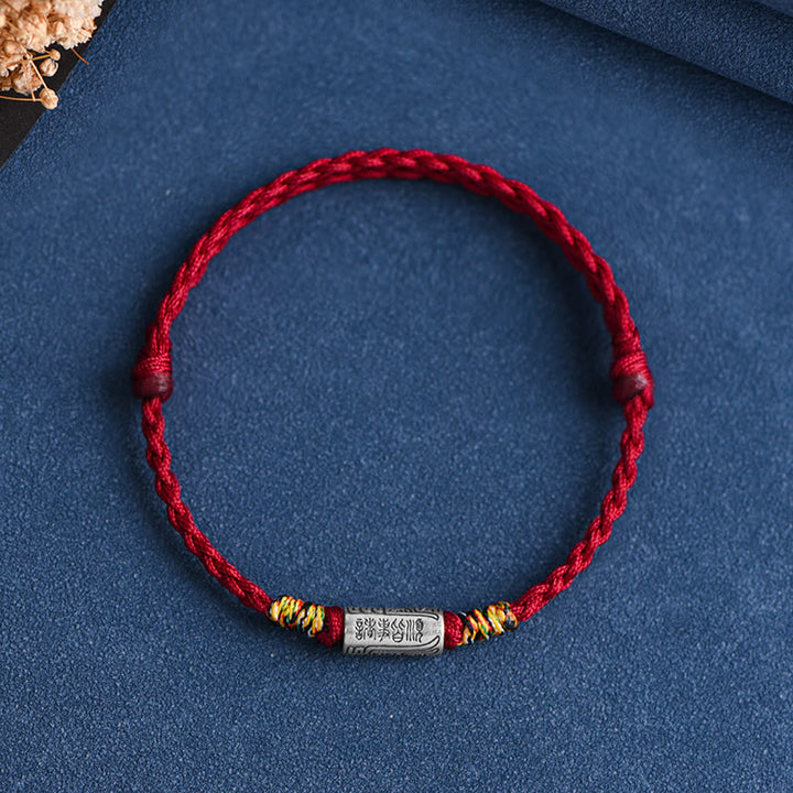 Pulsera tobillera de plata de ley 925 hecha a mano con Buddha Stones, todo va bien, diseño de protección y resistencia - Pulsera (circunferencia de muñeca 13-18 cm) - Cuerda roja oscura - image 11