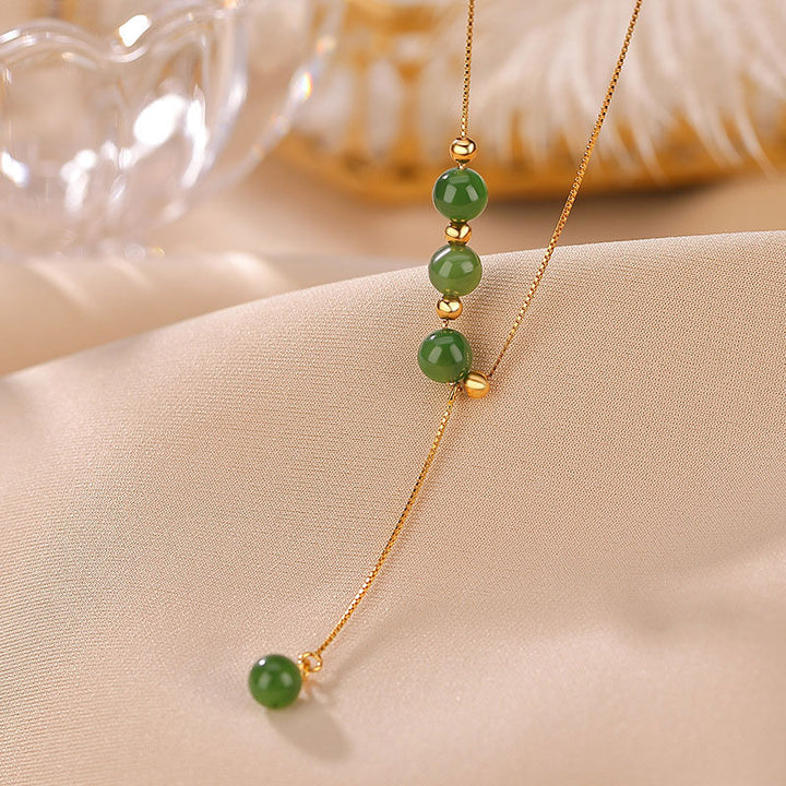 Colgante de collar curativo con cuentas de jade cian de plata de ley 925 con Buddha Stones