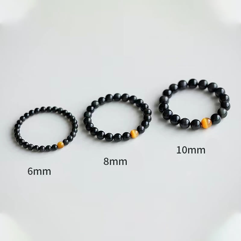 Pulsera de amor positivo con ojo de tigre y obsidiana arcoíris natural con Buddha Stones