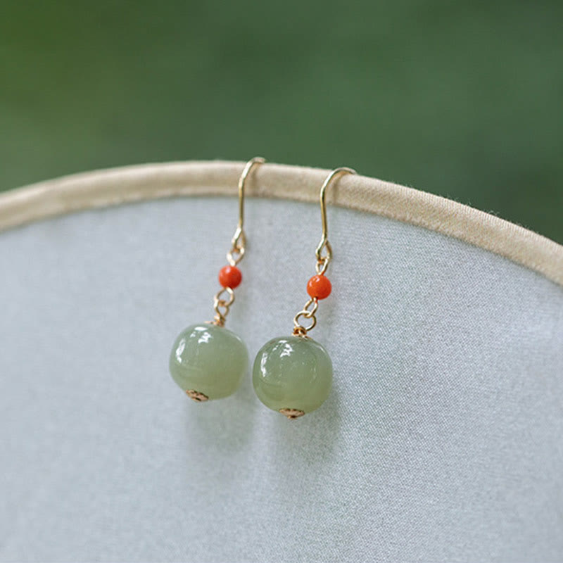 Pendientes colgantes de jade hetiano y ágata roja con Buddha Stones , chapados en plata de ley 925 y oro de 14 quilates. - image 9