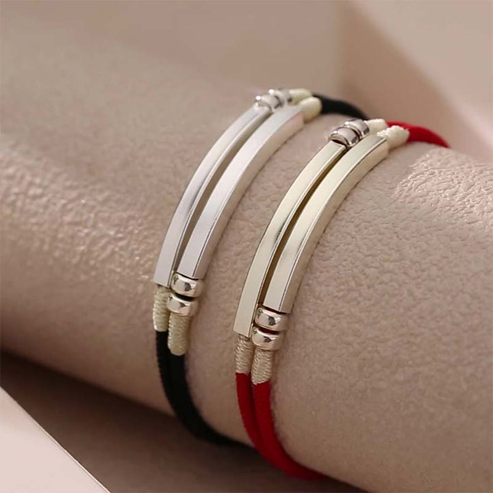 Pulsera trenzada en capas de hilo rojo de plata de ley 925 con Buddha Stones
