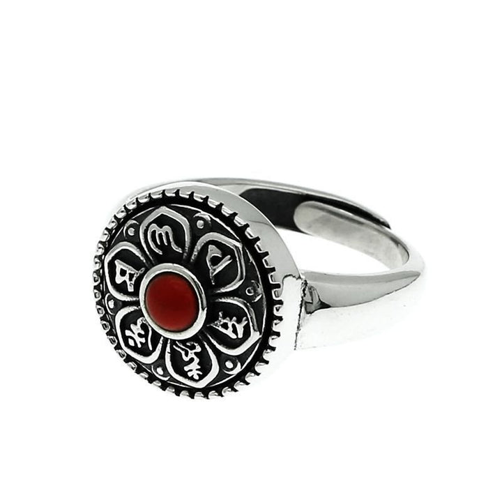 Anillo giratorio de paz con Buddha Stones tibetanas Om Mani Padme Hum