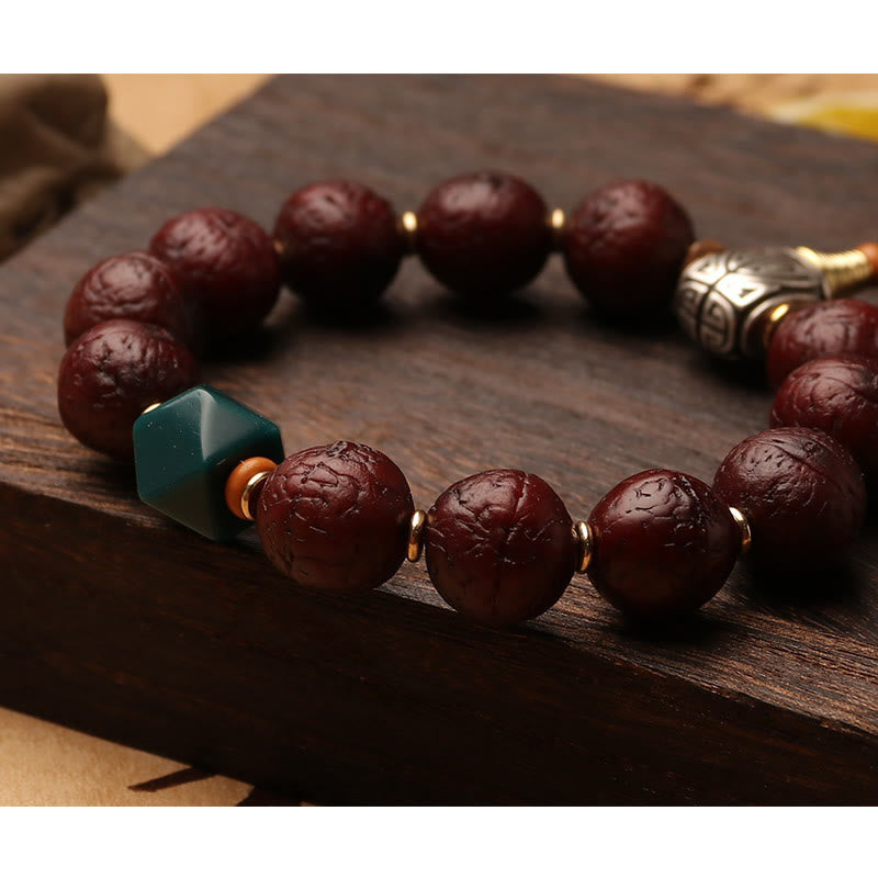 Cuenta de ágata de semilla de Bodhi tibetana, abalorio de borla de suerte y riqueza, Mala para muñeca
