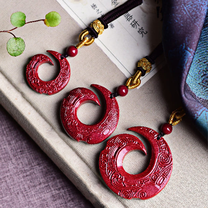 Collar con colgante de bendición de cinabrio natural con diseño de Buddha Stones que mejora la suerte