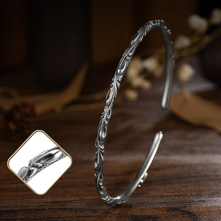 Brazalete de plata de ley 925 con diseño de vides hechas a mano