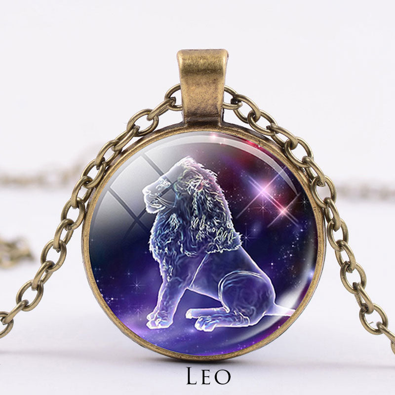 12 Constelaciones del Zodíaco Luna Cielo Estrellado Protección Bendición Collar Colgante