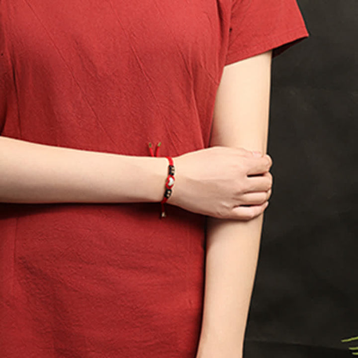 Pulsera de hilo de riqueza de abundancia de jade con hebilla de paz redonda con Buddha Stones