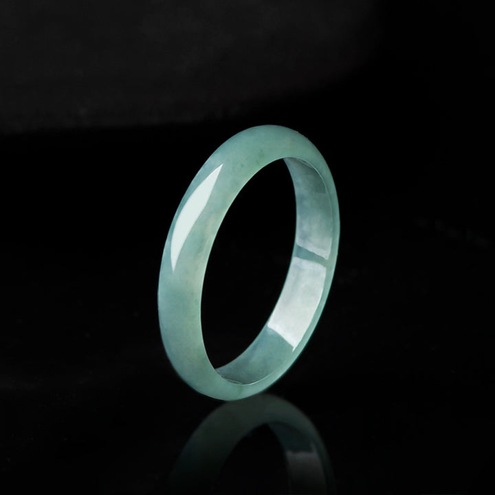 Anillo de protección de prosperidad de jade natural con Buddha Stones