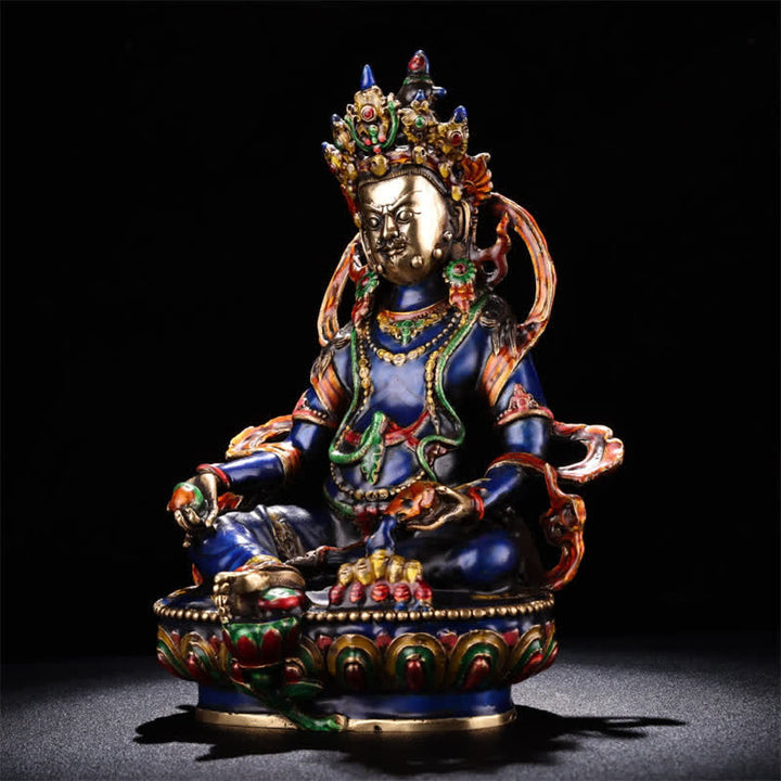 Estatuilla amarilla de Jambhala Bodhisattva, estatua de cobre de serenidad, decoración del hogar