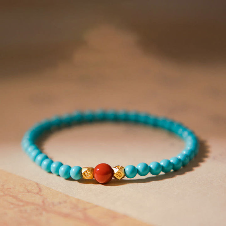 Pulsera de protección con cuentas de ágata roja turquesa de Buddha Stones