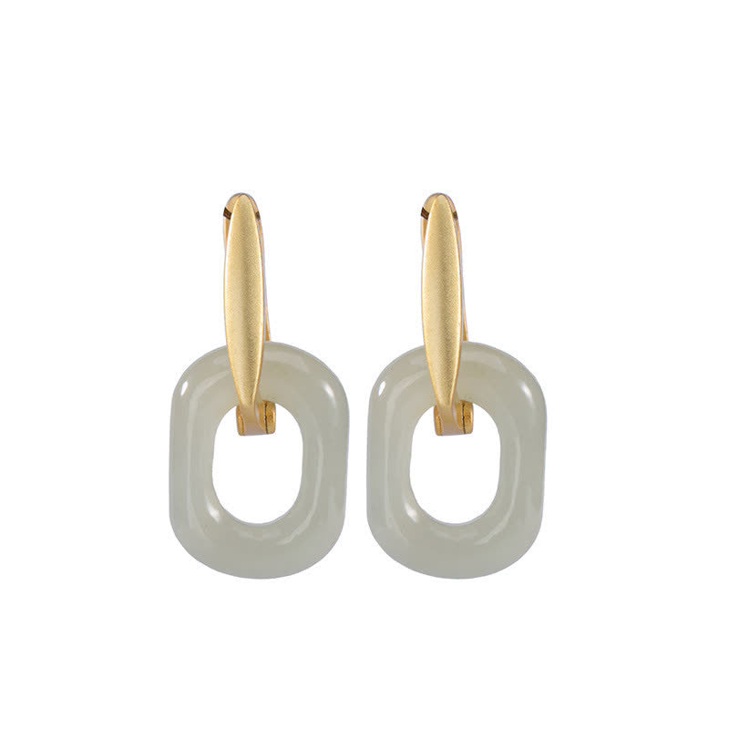 Pendientes de bendición de la felicidad de jade blanco redondo de plata de ley 925 con Buddha Stones - image 9