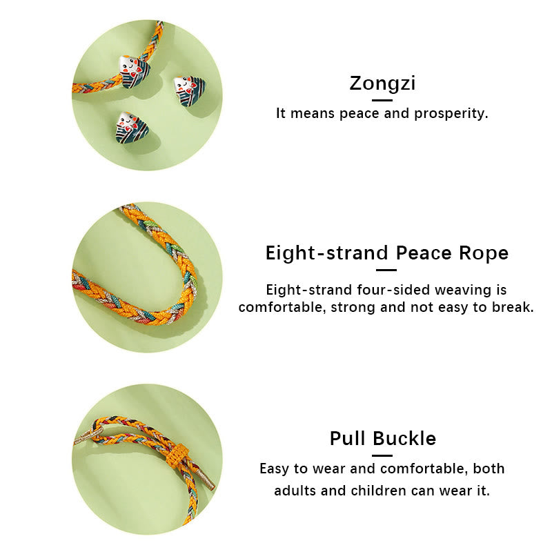 Pulsera de plata de ley 925 con Buddha Stones, dragón, barco, Festival, patrón Zongzi, suerte, hecha a mano, cuerda multicolor, niño y adulto