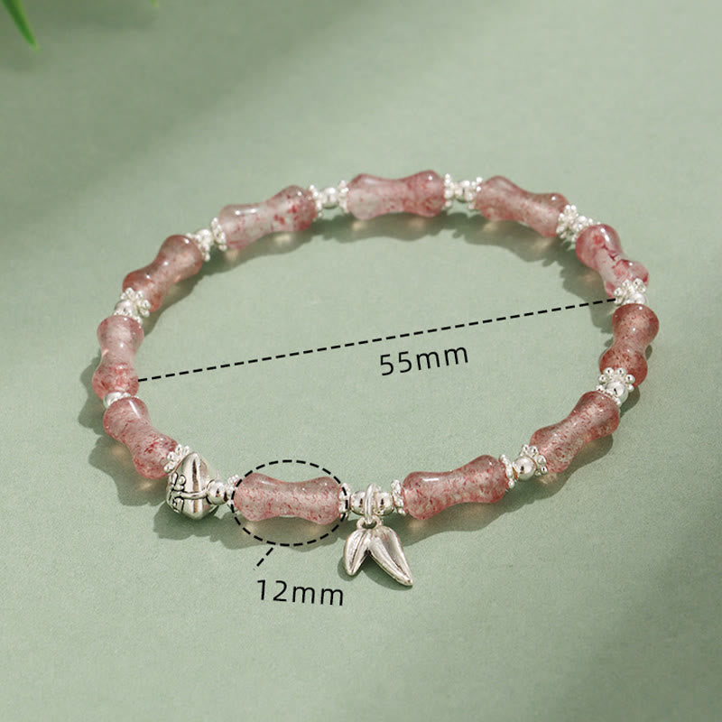 Buddha Stones Peridoto Jade Blanco Fresa Cuarzo Aventurina Verde Bambú Fu Carácter Suerte Pulsera