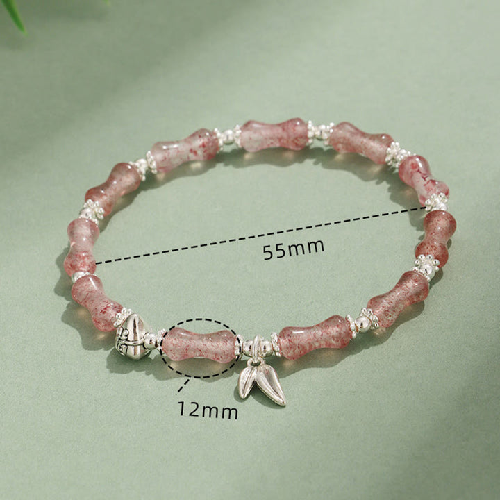 Buddha Stones Peridoto Jade Blanco Fresa Cuarzo Aventurina Verde Bambú Fu Carácter Suerte Pulsera