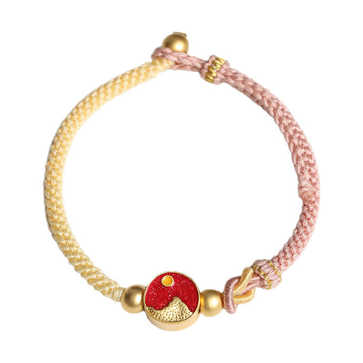 Pulsera de pareja de cuerdas de dos colores con Buddha Stones hechas a mano con grabado de montaña y mar de la suerte