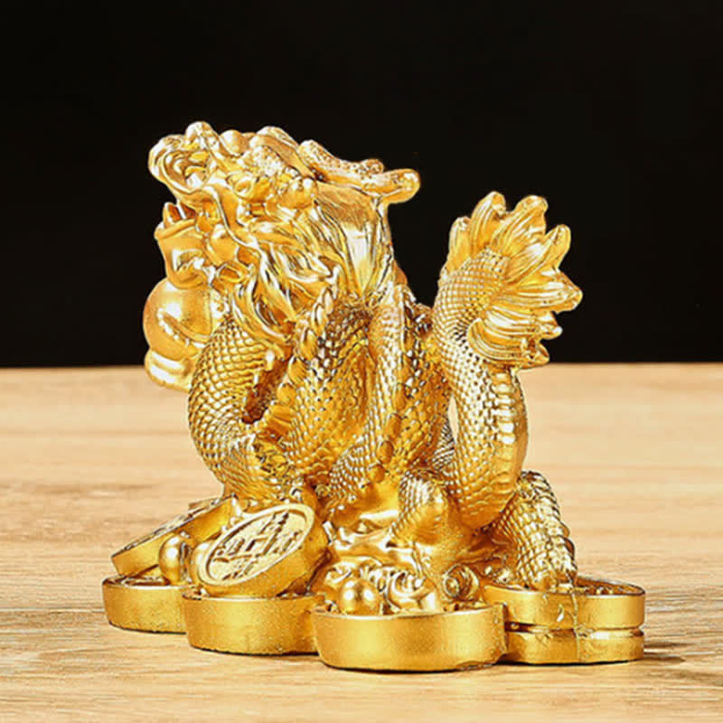 Buddha Stones Feng Shui Dragón Moneda de Cobre Riqueza Éxito Suerte Decoración