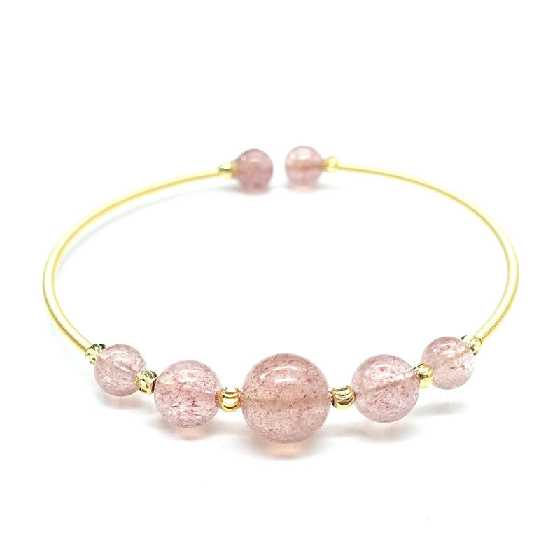 Brazalete de pulsera curativo de amor de cuarzo fresa natural con Buddha Stones