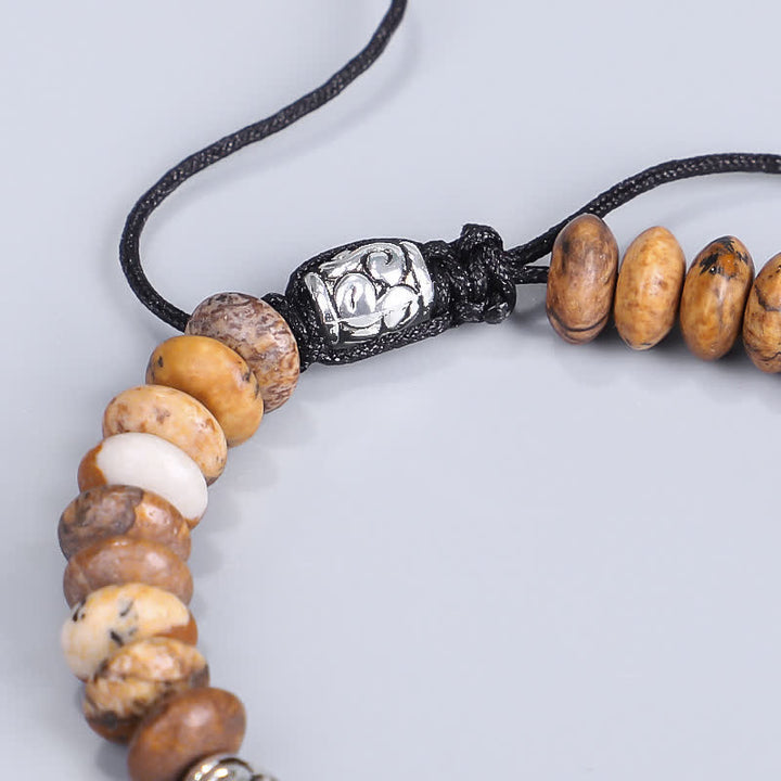 Pulsera de hilo con cuentas positivas de jaspe con imagen