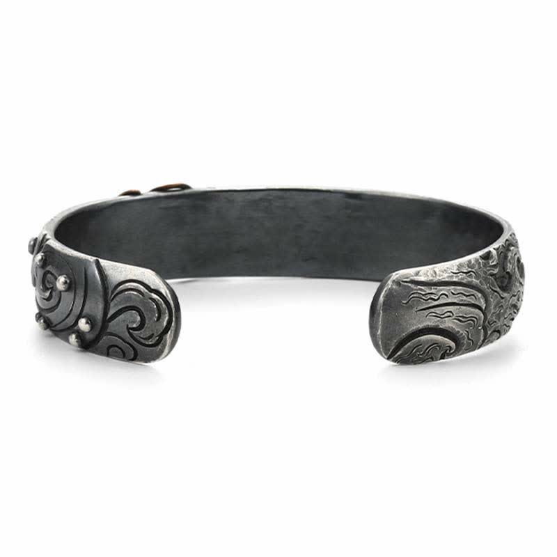 Brazalete de plata de ley 999, oro 990, pez Koi, suerte, riqueza, éxito
