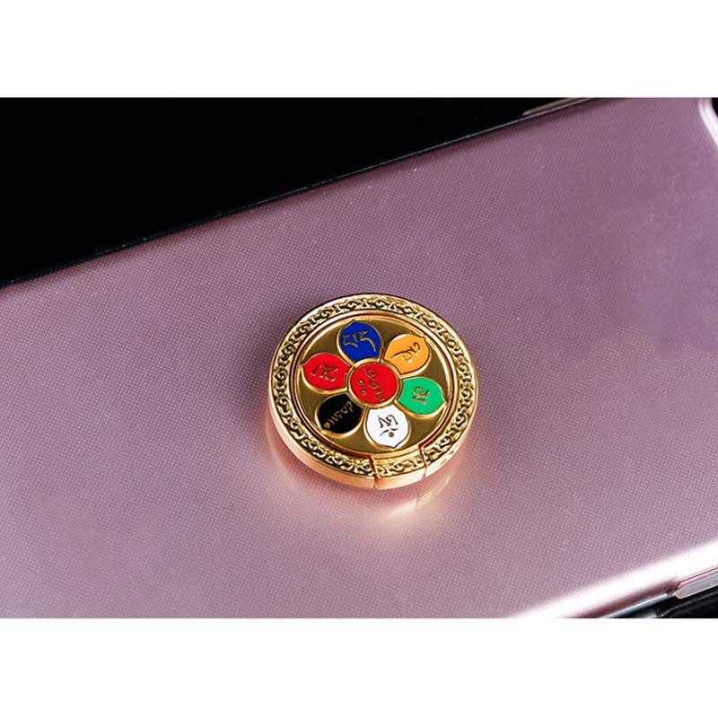 Soporte de anillo para teléfono tibetano Om Mani Padme Hum Peace, decoraciones universales para teléfono