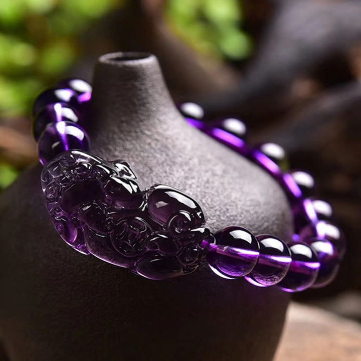 Pulsera de riqueza de fortuna con amatista Feng Shui de Buddha Stones