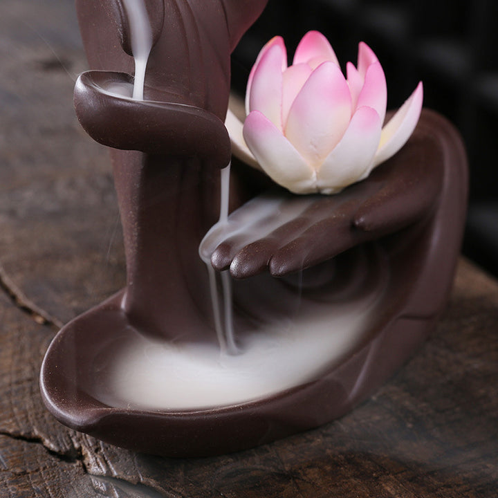 Quemador de incienso con bendición de loto tibetano, Buddha Stones , decoración