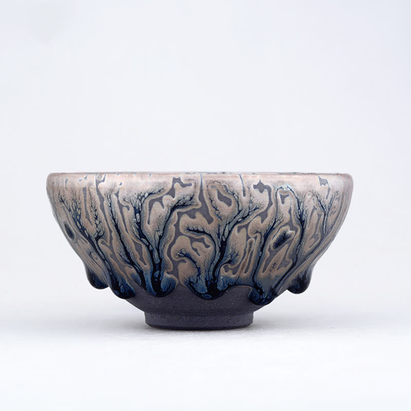 Taza de té de cerámica china Jianzhan, diseño de árbol de té hecho a mano con Buddha Stones, taza de té de Kung Fu