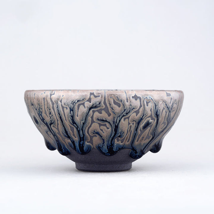 Taza de té de cerámica china Jianzhan, diseño de árbol de té hecho a mano con Buddha Stones, taza de té de Kung Fu