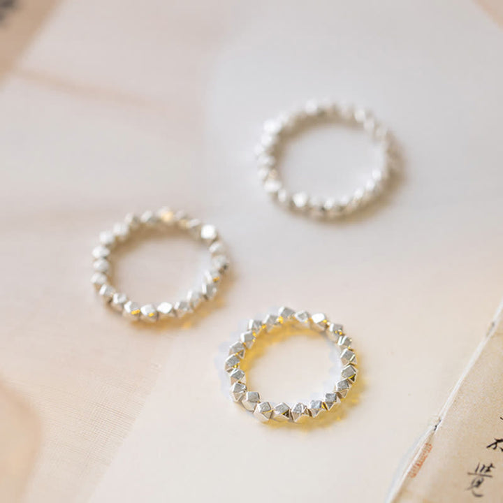 Anillo de bendición con cuentas de plata de ley 925