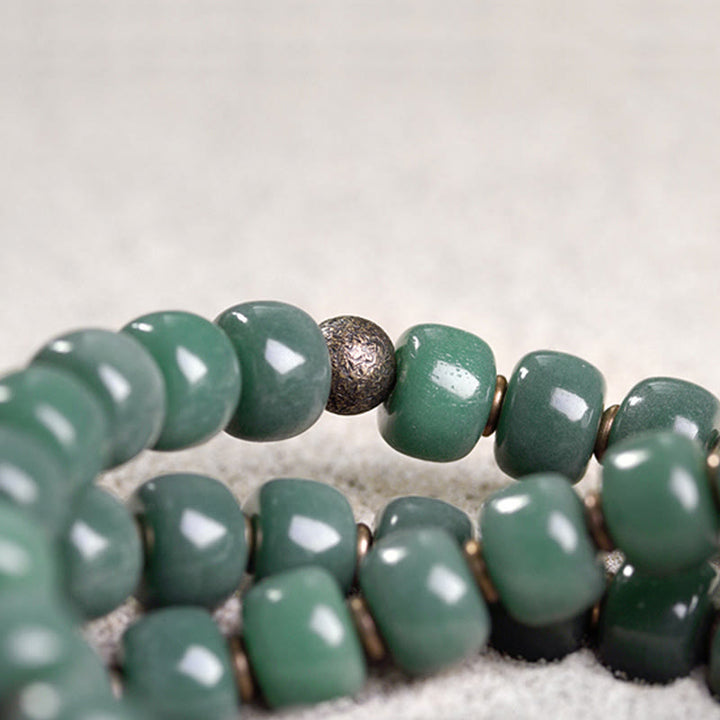 Pulsera triple de envoltura de paz de sabiduría de cuentas Dzi de semilla de Bodhi cian