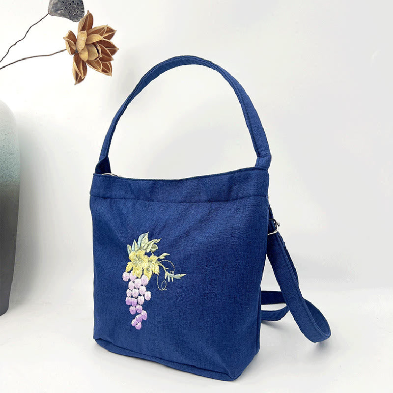 Buddha Stones, glicina, ciruela, loto, flor de cerezo, algodón, lino, lona, bolso cruzado, bolso de hombro
