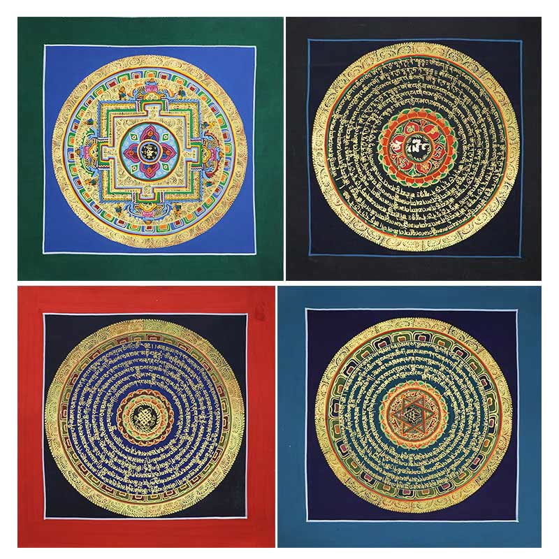 Caja ciega tibetana hecha a mano con pintura Thangka, bendición espiritual, patrón de Color aleatorio