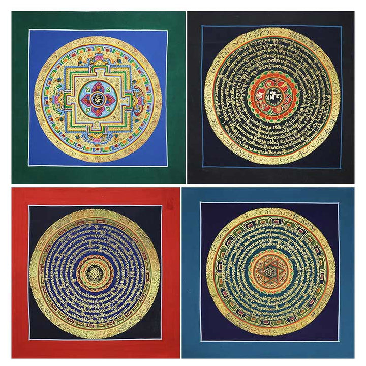 Caja ciega tibetana hecha a mano con pintura Thangka, bendición espiritual, patrón de Color aleatorio