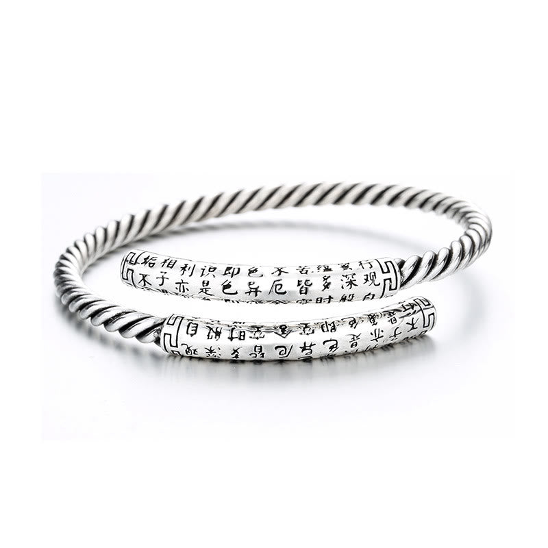 Brazalete de pulsera de equilibrio con diseño retorcido de Sutra de corazón Retro de Buddha Stones
