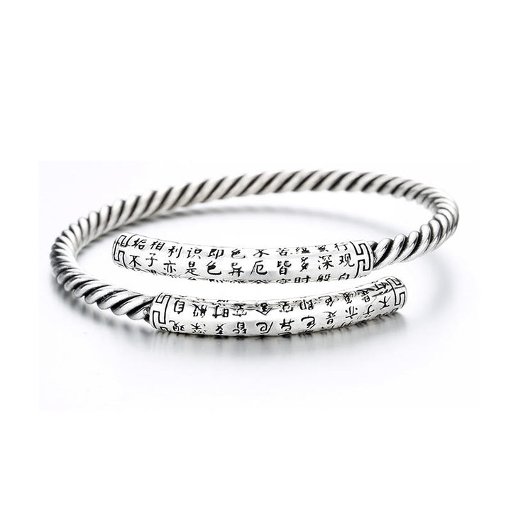 Brazalete de pulsera de equilibrio con diseño retorcido de Sutra de corazón Retro de Buddha Stones