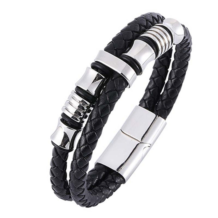 Pulsera Fortune con tejido de cuero en capas de Buddha Stones